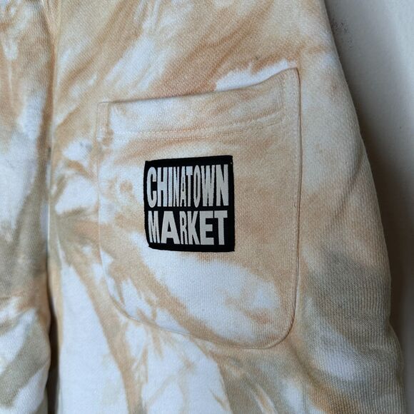 Chinatown Market Beige Tie Dye Island Arc SweatShorts Side and Back Pocket S - Picture 6 of 13